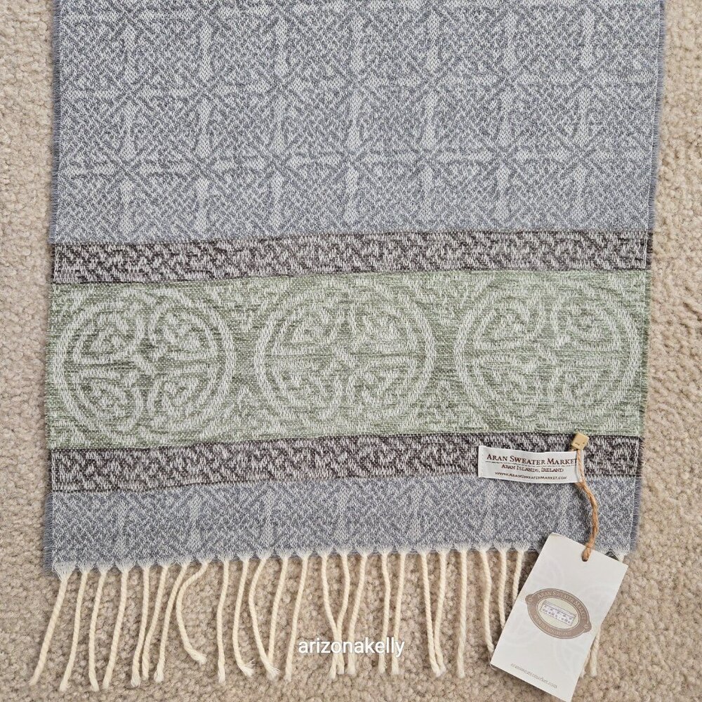 NWT Aran Sweater Market Woven Wool Blend Scarf Ireland Celtic - Picture 2 of 11
